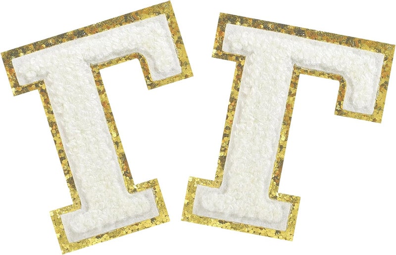 2PCS Iron on Greek Letter Patches White Chenille Greek Letter Patches Sorority Greek Patches (Gamma)